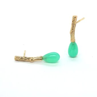 Takjes oorbellen 14k Chrysopraas